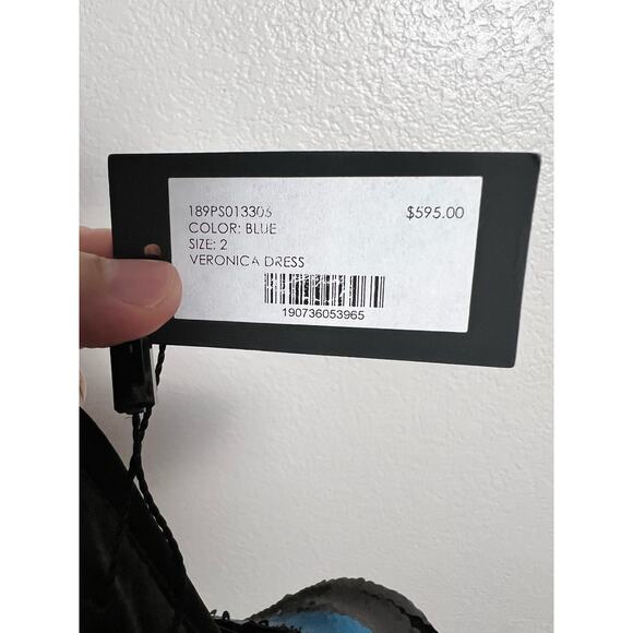 Milly Black Blue Sequin Striped Veronica Sleeveless Cocktail Dress Size 2 - Picture 10 of 11